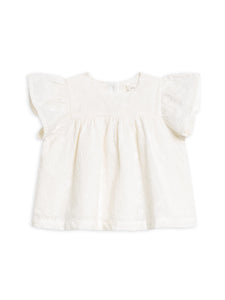 Organic Baby Maeve Eyelet Ruffle Sleeve Top - Coconut