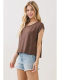 Woven Boxy Top with Extended Sleeve