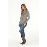 Embroidered Thermal Long Sleeve V-Neck