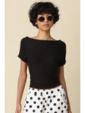 Angela Boat Neck Cinched Tee