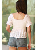 Eyelet Embroidered Twist Front Blouse