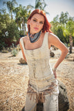 Square Neck Metal Studs Lace-up Top - Wild Skyes