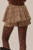 Plaid Drawstring Layered Mini Skort