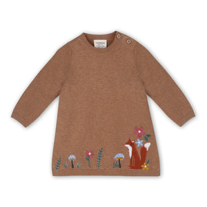 Woodland Squirrel Ruffle Baby Girl Sweater Dress (Organic)