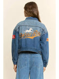 Wild Ride Western Embroidered Patch Denim Jacket
