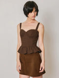 Structured Peplum Top with Scalloped Corset Bodice