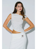 Polka Dot Asymmetrical Off Shoulder Top - Wild Skyes