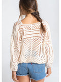 Long Sleeve Crochet Surplice Top