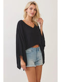 Solid Kimono Sleeve Crop Top