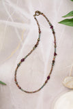 Mauve 16.5" Garnet, Czech Glass, Lepidolite, Strawberry Quartz Collage Necklace