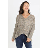 Marled Yarn V Neck Pullover Sweater