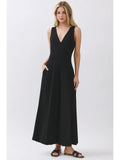 Surplice Sleeveless Wide Leg Jumpsuit