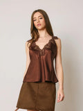 Satin Lace Trim Cami Top