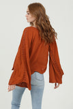 V Neck Lace Inset Flowy Top