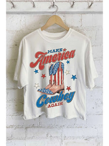 Make America Cowboy Again Graphic Long Crop Top