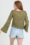 Light Weight Open Knit Flare Sleeve Top