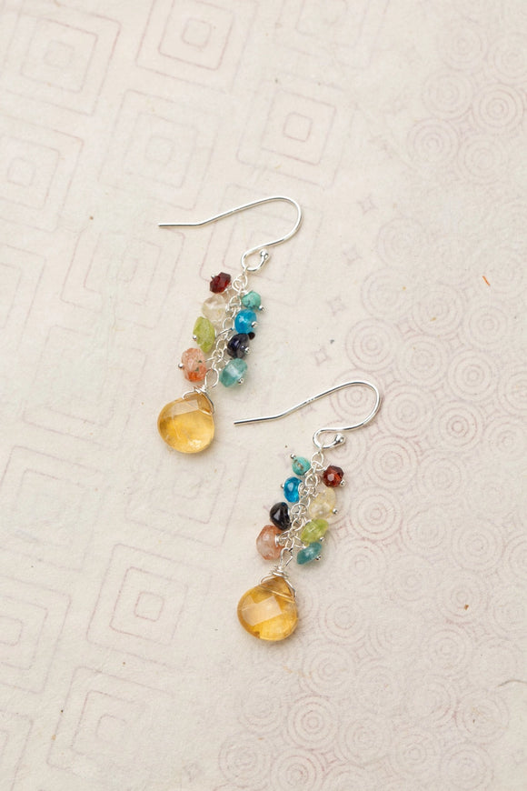 Thrive Faceted Citrine Briolette Cluster Earrings