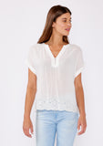 Sheer Embroidered Eyelet Dolman Sleeve Blouse