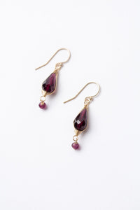 Birthstone January Gold Garnet Earrings