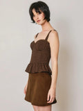Structured Peplum Top with Scalloped Corset Bodice