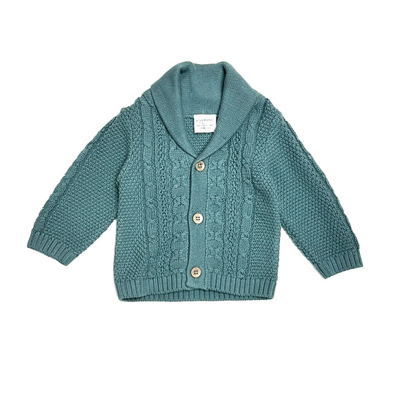 Shawl Collar Cable Knit Baby Cardigan Sweater (Organic)