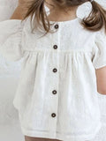 Organic Baby Maeve Eyelet Ruffle Sleeve Top - Coconut