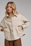 Garment Wash Fall Jacket Big Front Patch Pockets