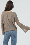 V Neck Flare Sleeve Light Weight Knit Pu