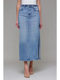 Medium Light Side Slit Stretch Midi Skirt - Wild Skyes