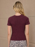 Washed Ribbed Short Sleeve Cropped Knit Tee