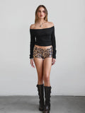 Cheetah Leopard Print Sequence Low Rise Micro Shorts - Wild Skyes
