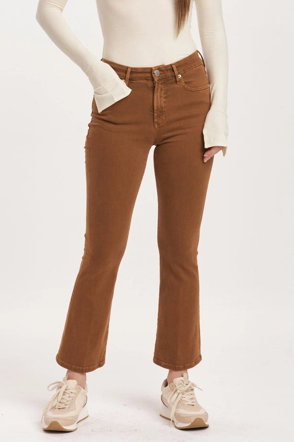 JEANNE HIGH RISE CROPPED FLARE JEANS BURNT SIENNA