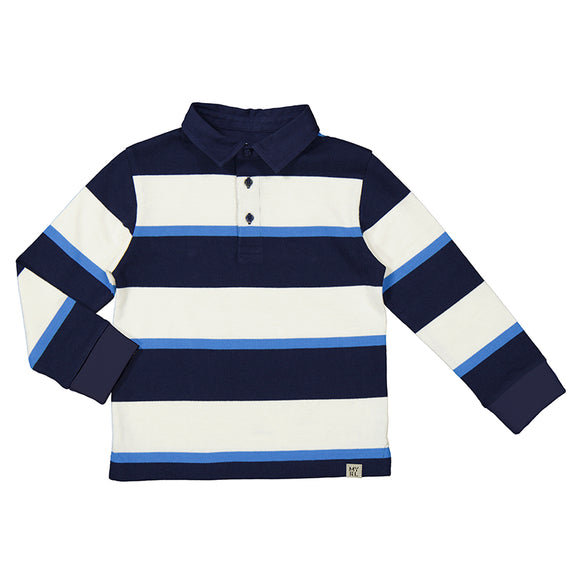 Blue Black Stripe Polo Longsleeve