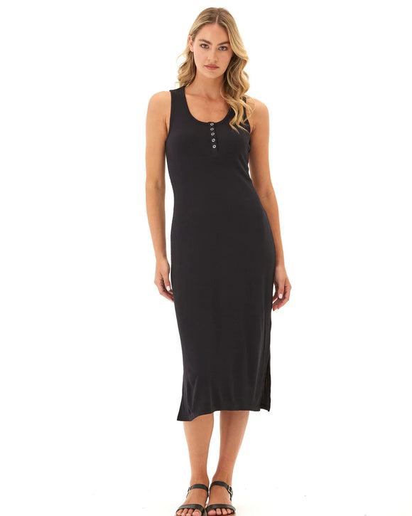 LOIS FEATHER RIB HENLEY TANK DRESS