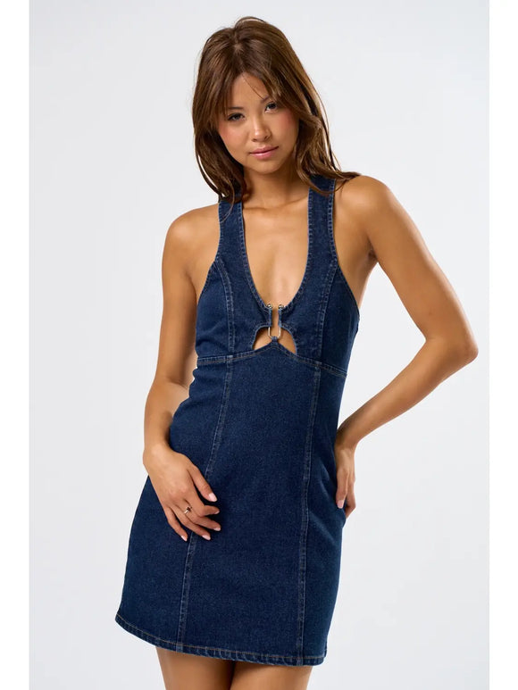 Denim Halter Mini Dress Small Denim Halter Mini Dress Small