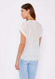 Sheer Embroidered Eyelet Dolman Sleeve Blouse