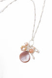 Embrace 16.5-18.5" Freshwater Pearl, Peach Moonstone, Pink O