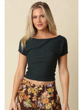 Angela Boat Neck Cinched Tee