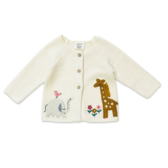 Eden Safari Embroidered Baby Girl Cardigan Sweater