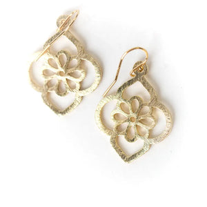 Brushed Gold Small Flower Statement Earrings