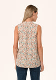 Vintage Floral Sleeveless Button Front Top