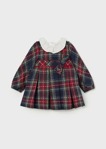 Baby Checked Ruffle Neck Dress