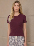 Washed Ribbed Short Sleeve Cropped Knit Tee