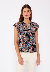 V-Neck Poplin Floral Top