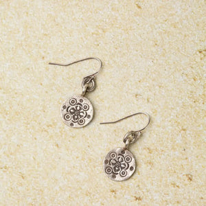 United 1.25" Handmade Hill Tribe Fine Silver Stamped Charm Simple Earring