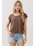 Woven Boxy Top with Extended Sleeve