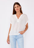 Sheer Embroidered Eyelet Dolman Sleeve Blouse