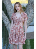 V Neck Smocked Bodice Dress