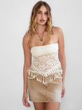Wilder Floral Lace Fringe Strapless Bandeau Top - Wild Skyes