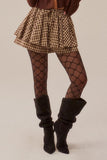 Plaid Drawstring Layered Mini Skort
